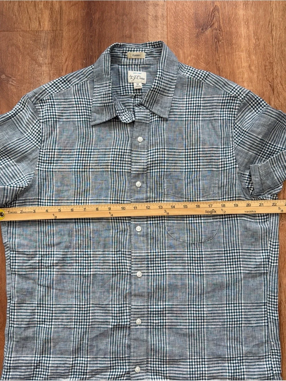 J. Crew 100% Linen Shirt Men’s M Blue Glenn Plaid Short-Sleeve Button-Up Beach